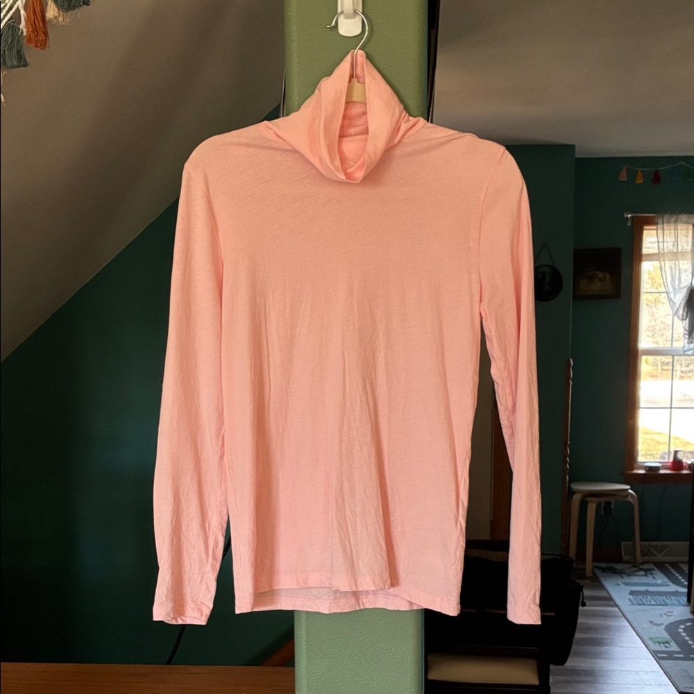 J Crew Tissue Turtleneck. Light Pink Long Sleeve Turtleneck Top